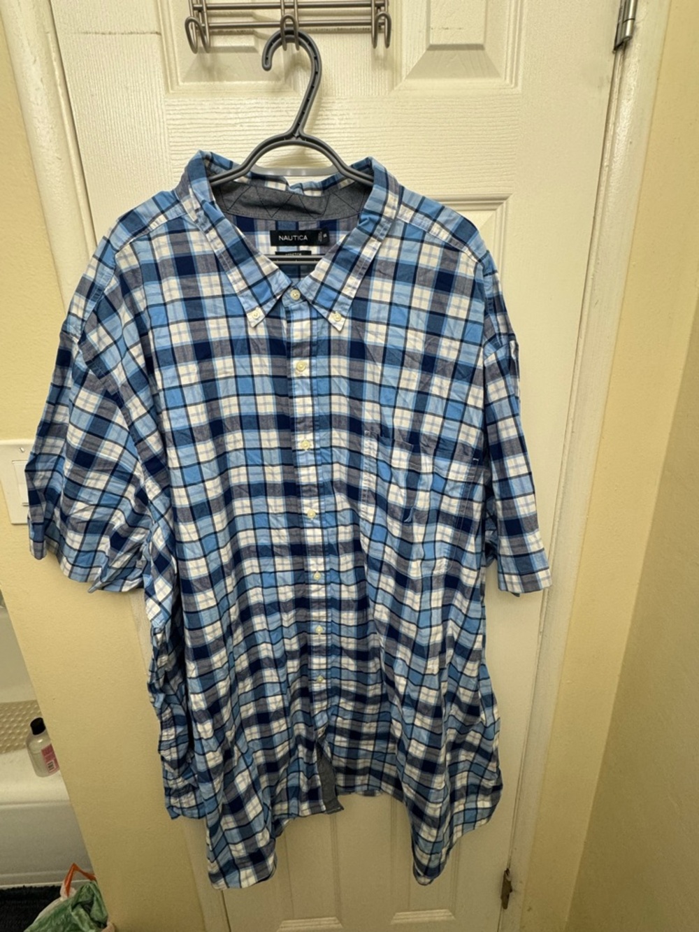 Nautica Light and Dark Blue Plaid Button-Down Shirt